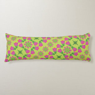 Retro Bell Flower Mandalas Green Body Pillow