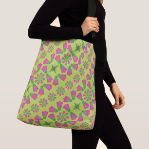 Retro Bell Flower Mandalas Green Crossbody Bag