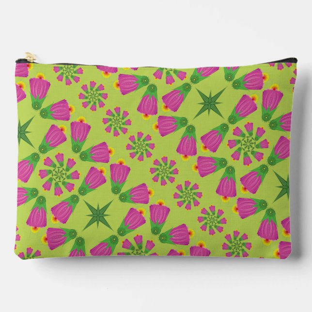 Retro Bell Flower Mandalas Green Large Pouch (Front)