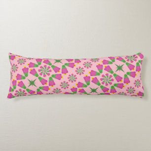 Retro Bell Flower Mandalas Pink Body Pillow