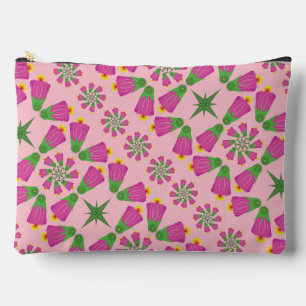 Retro Bell Flower Mandalas Pink Large Pouch