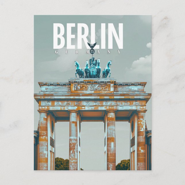 Retro Berlin: Brandenburg Gate Travel  Postcard (Front)