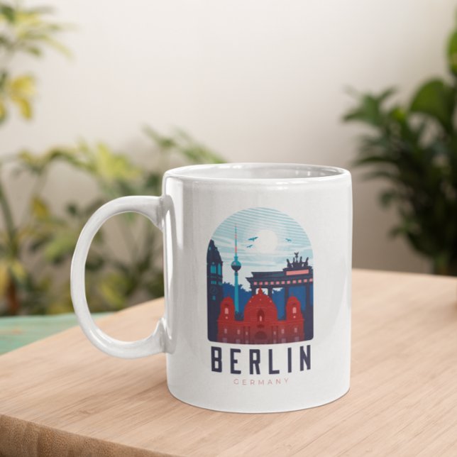 Retro Berlin Skyline Germany  Coffee Mug (Retro Berlin Skyline Germany Coffee Mug)