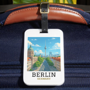 Retro Berlin Skyline TV Tower Skyline View Luggage Tag