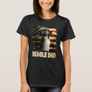 Retro Best Beagle Dad Ever American Flag 4th Of Ju T-Shirt