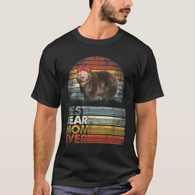 Retro Best Bear Mom Ever Animals T-Shirt (Front)