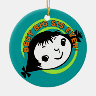 Retro Best Big Sis Ever Ceramic Tree Decoration