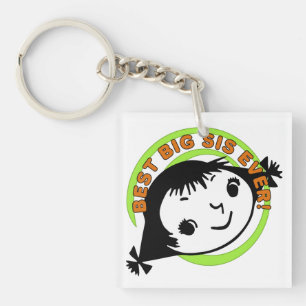 Retro Best Big Sis Ever Key Ring