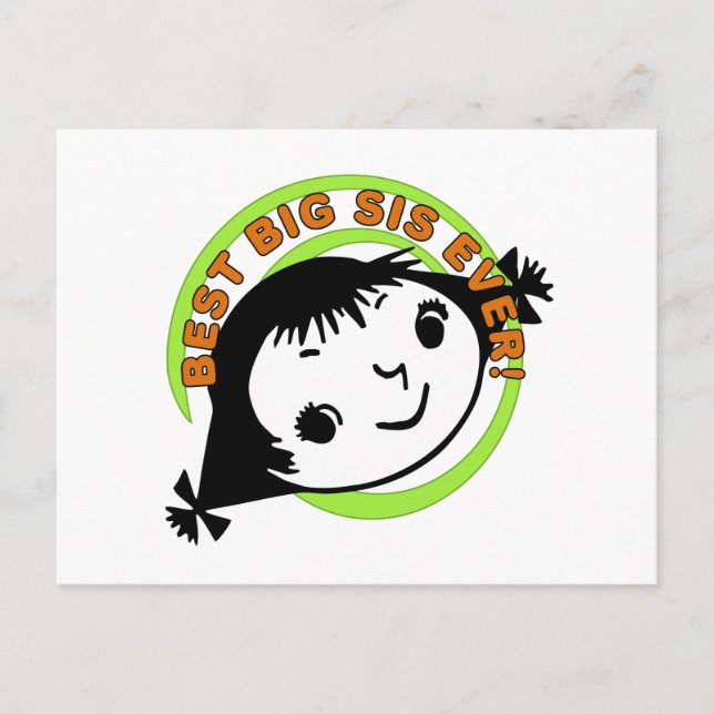 Retro Best Big Sis Ever Postcard (Front)
