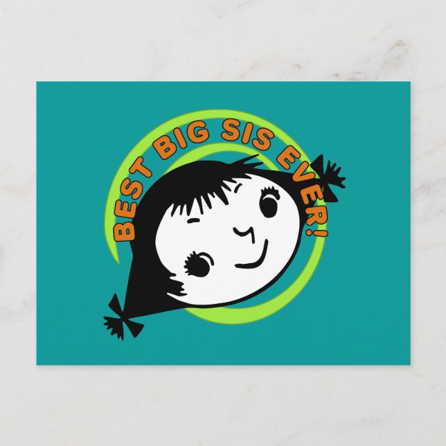 Retro Best Big Sis Ever Postcard (Front)