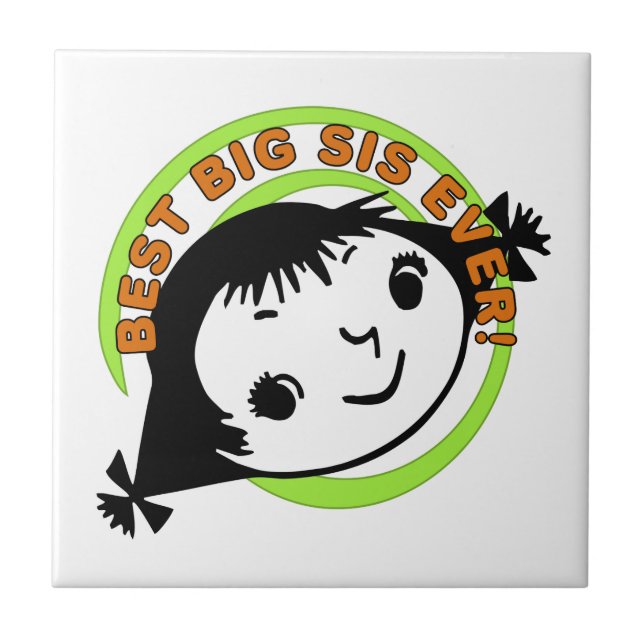 Retro Best Big Sis Ever Tile (Front)