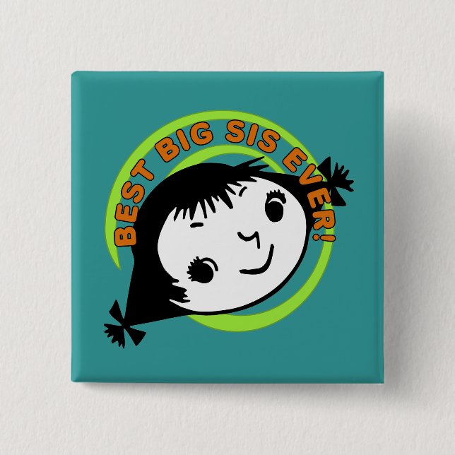 Retro Best Big Sister Ever 15 Cm Square Badge (Front)
