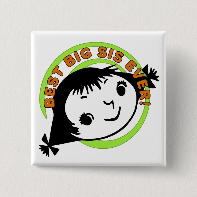 Retro Best Big Sister Ever 15 Cm Square Badge (Front)