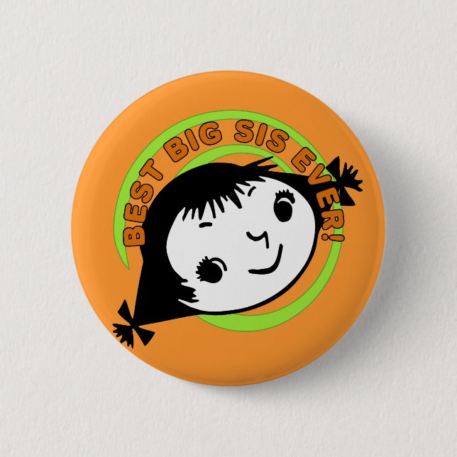 Retro Best Big Sister Ever 6 Cm Round Badge (Front)