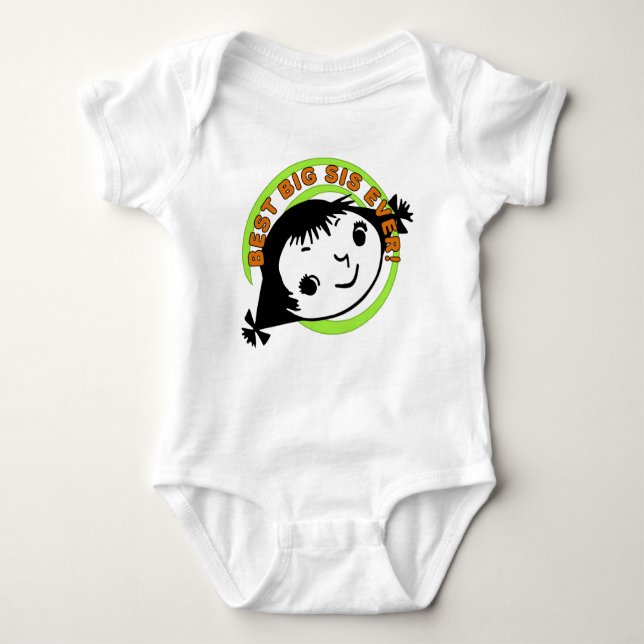 Retro Best Big Sister Ever Baby Bodysuit (Front)