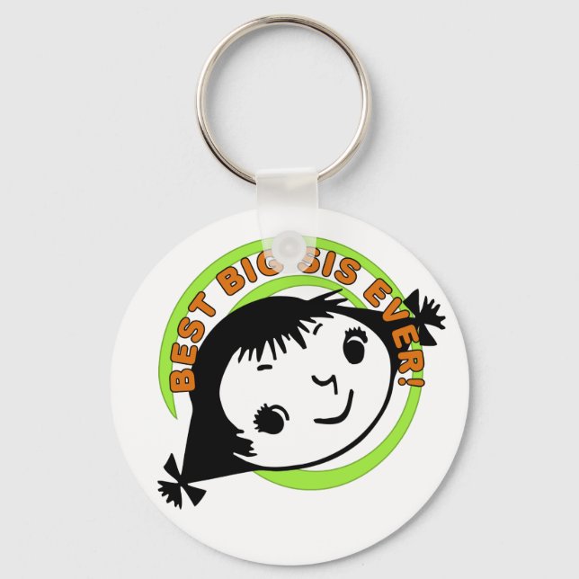 Retro Best Big Sister Ever Key Ring (Front)