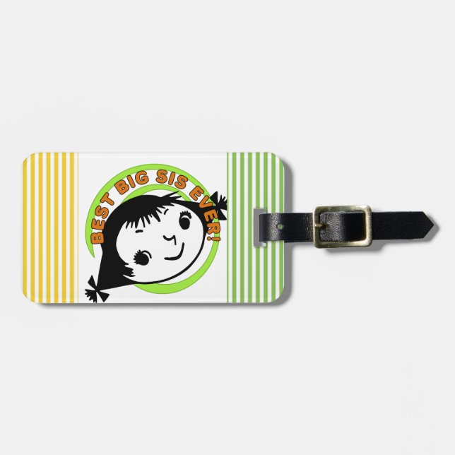 Retro Best Big Sister Ever Luggage Tag (Front Horizontal)