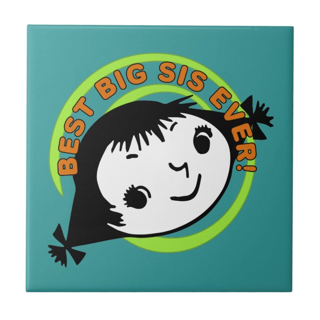 Retro Best Big Sister Ever Tile (Front)