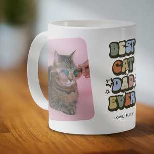 Retro Best Cat Dad Ever 2 Photo Coffee Mug