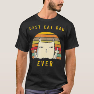 Retro Best Cat Dad Ever Cat Lover Funny Cat Daddy T-Shirt