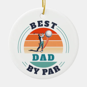 Retro Best Dad By Par Custom Christmas Ceramic Ornament