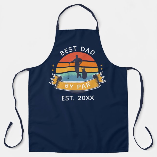 Retro Best Dad by Par Golfing Birthday Swag Apron (Front)