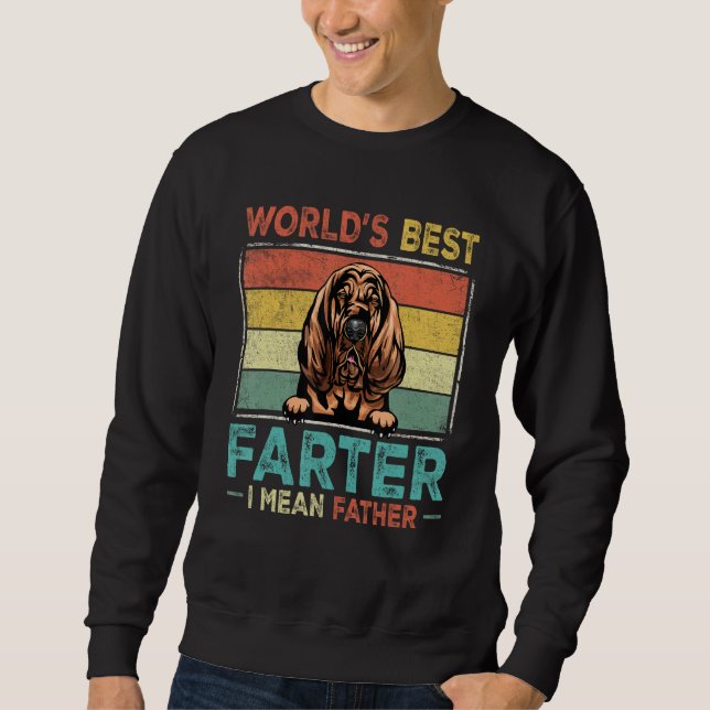 Retro Best Dad Ever Cool Bloodhound Dog Pet Lover Sweatshirt (Front)