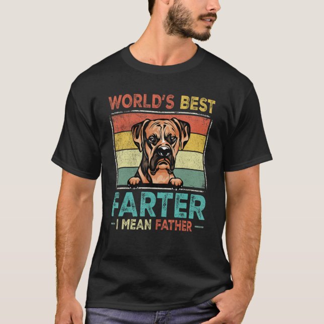 Retro Best Dad Ever Cool Boxer Dog Pet T-Shirt (Front)