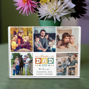 Retro Best Dad Ever Custom Photo Collage Plaque