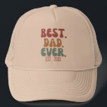 Retro Best Dad Ever Established Date New Dad Gift Trucker Hat<br><div class="desc">Best dad ever shirt with customisable established date in retro font and colours.</div>