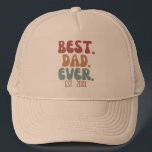 Retro Best Dad Ever Established Date New Dad Gift Trucker Hat<br><div class="desc">Best dad ever shirt with customisable established date in retro font and colours.</div>