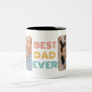 retro best dad ever personalised photo Two-Tone coffee mug