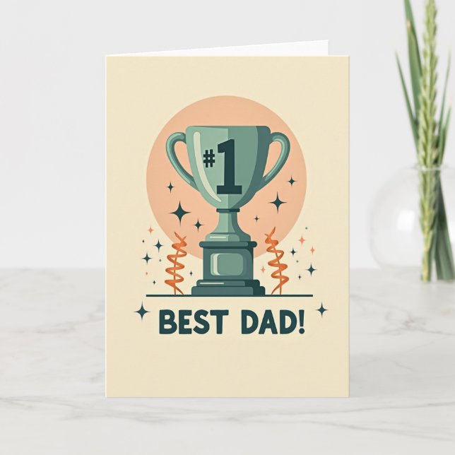 Retro Best Dad Trophy Card (Front)