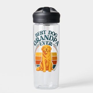 Retro Best Dog Grandpa Ever Golden Retriever Water Bottle