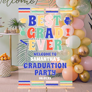 Retro Best Grad Ever Graduation Party Welcome Acrylic Sign