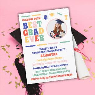 Retro Best Grad Ever Photo Graduation Party Invitation