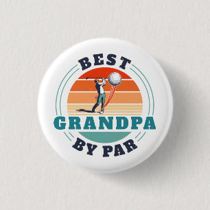 Retro Best Grandpa By Par Custom Fathers Day 3 Cm Round Badge