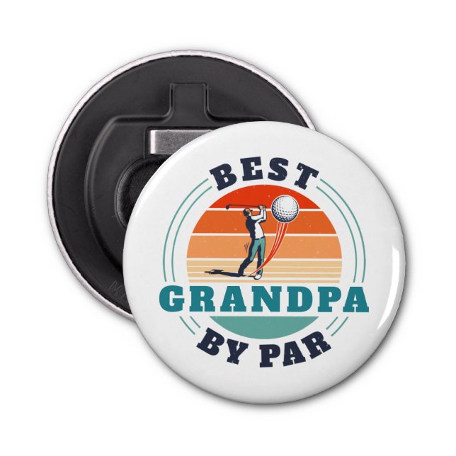 Retro Best Grandpa By Par Custom Fathers Day Logo Bottle Opener (Front)