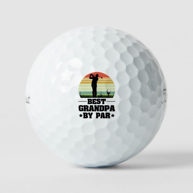 Retro Best Grandpa By Par Golf  | Grandparents day Golf Balls (Front)