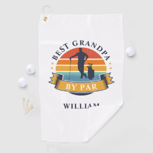 Retro Best Grandpa By Par Personalised Golfer Golf Towel