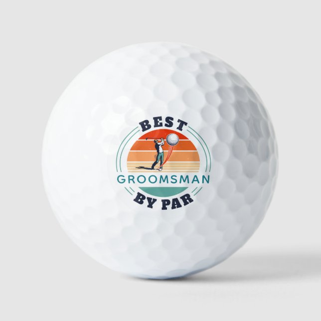 Retro Best Groomsman By Par Custom Golf Balls (Front)