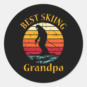Retro Best Ice Ski Grandpa Skiing Grandfather Skie Classic Round Sticker