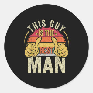 Retro Best Man Wedding Groomsmen Funny Bridal Bach Classic Round Sticker