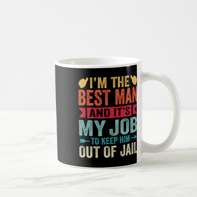 Retro Best Man Wedding Groomsmen Funny Bridal Bach Coffee Mug (Right)