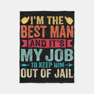 Retro Best Man Wedding Groomsmen Funny Bridal Bach Fleece Blanket