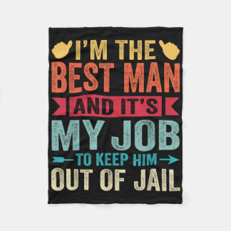 Retro Best Man Wedding Groomsmen Funny Bridal Bach Fleece Blanket