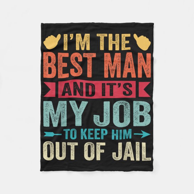 Retro Best Man Wedding Groomsmen Funny Bridal Bach Fleece Blanket (Front)