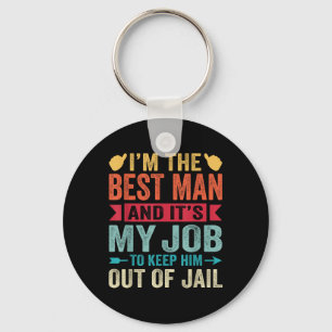 Retro Best Man Wedding Groomsmen Funny Bridal Bach Key Ring
