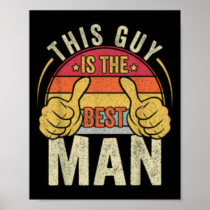 Retro Best Man Wedding Groomsmen Funny Bridal Bach Poster