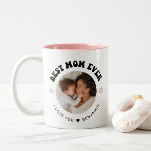 Retro Best Mom Ever   Photo Two-Tone Coffee Mug